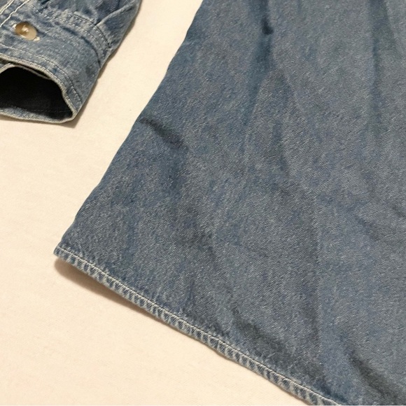 Cabin Creek Long Sleeve Button Up Denim Jeans Shirt Womens Size L Petites - Picture 9 of 16